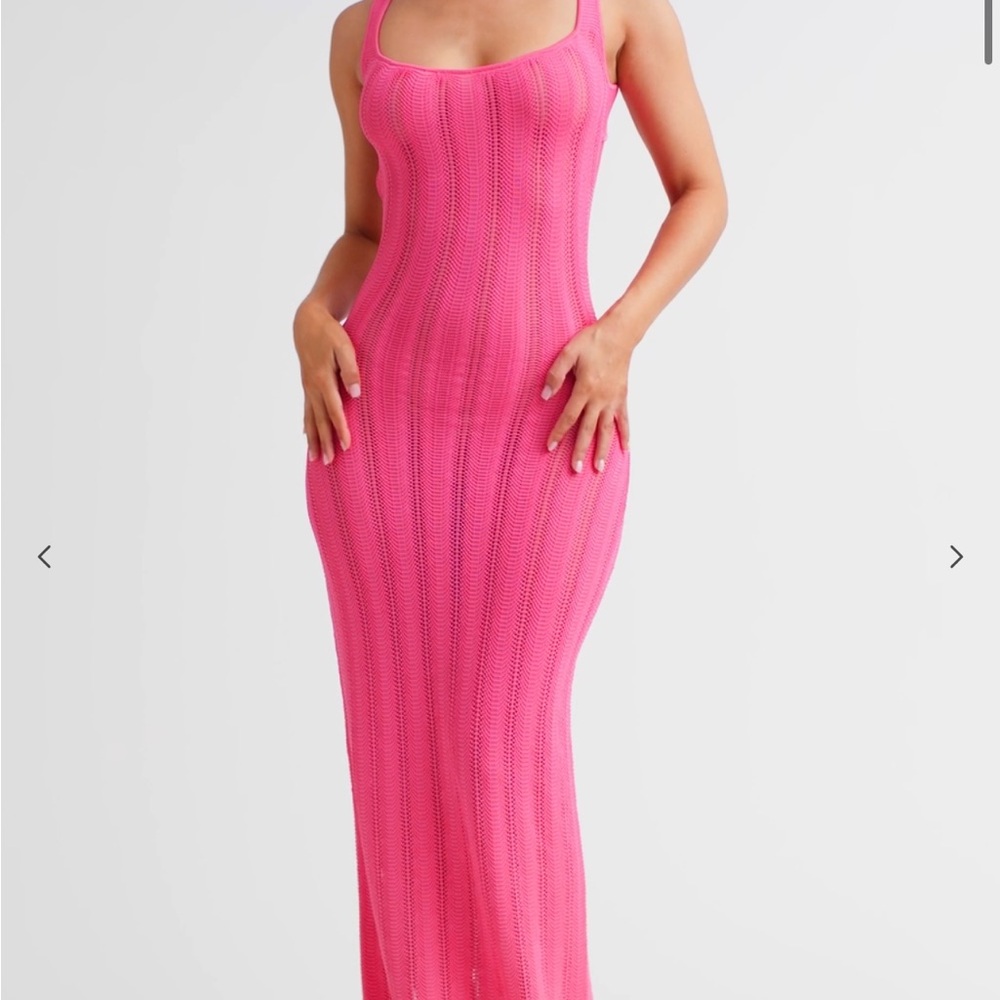 Naked Wardrobe Pink Knit Maxi Dress
